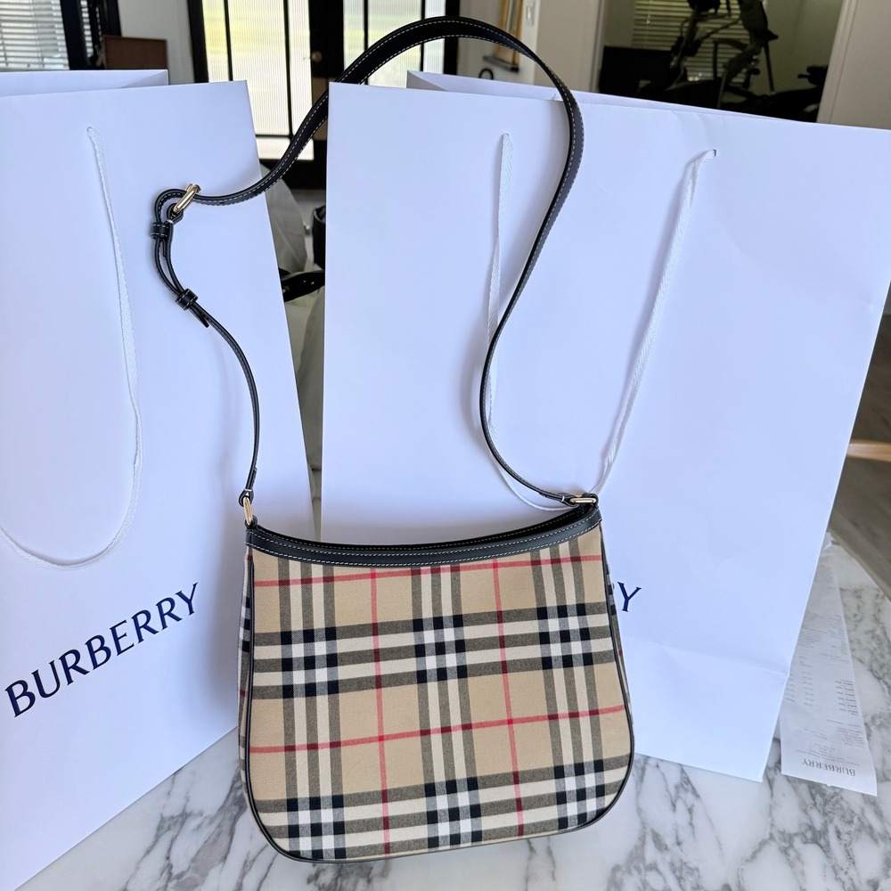 Burberry Small Vintage Check Hobo Shoulder Bag Archive Beige 8111415 - Picture 4 of 16